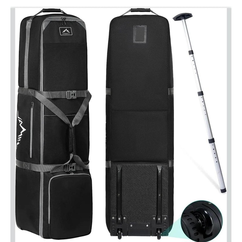 Himal Outdoors Soft-Sided Golf Travel Bag Wheels 600D Oxford Fabric Black Travel